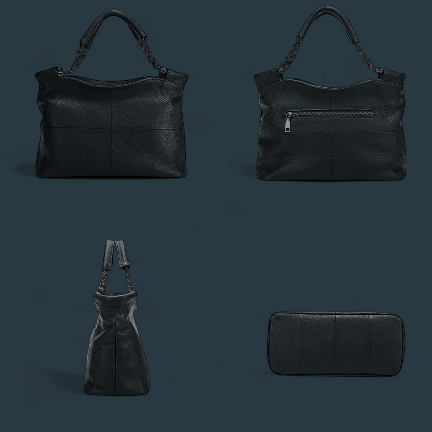 Geanta dama din piele naturala, Lucmark, curea de umar reglabila si detasabila, 30 x 13 x 22 cm, capacitate generoasa, negru