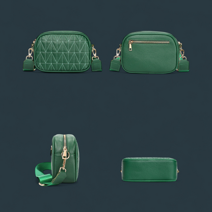 Geanta dama din piele naturala, Lucmark, practica, versatila, design modern, dimensiuni 20 x 7.5 x 14 cm, verde