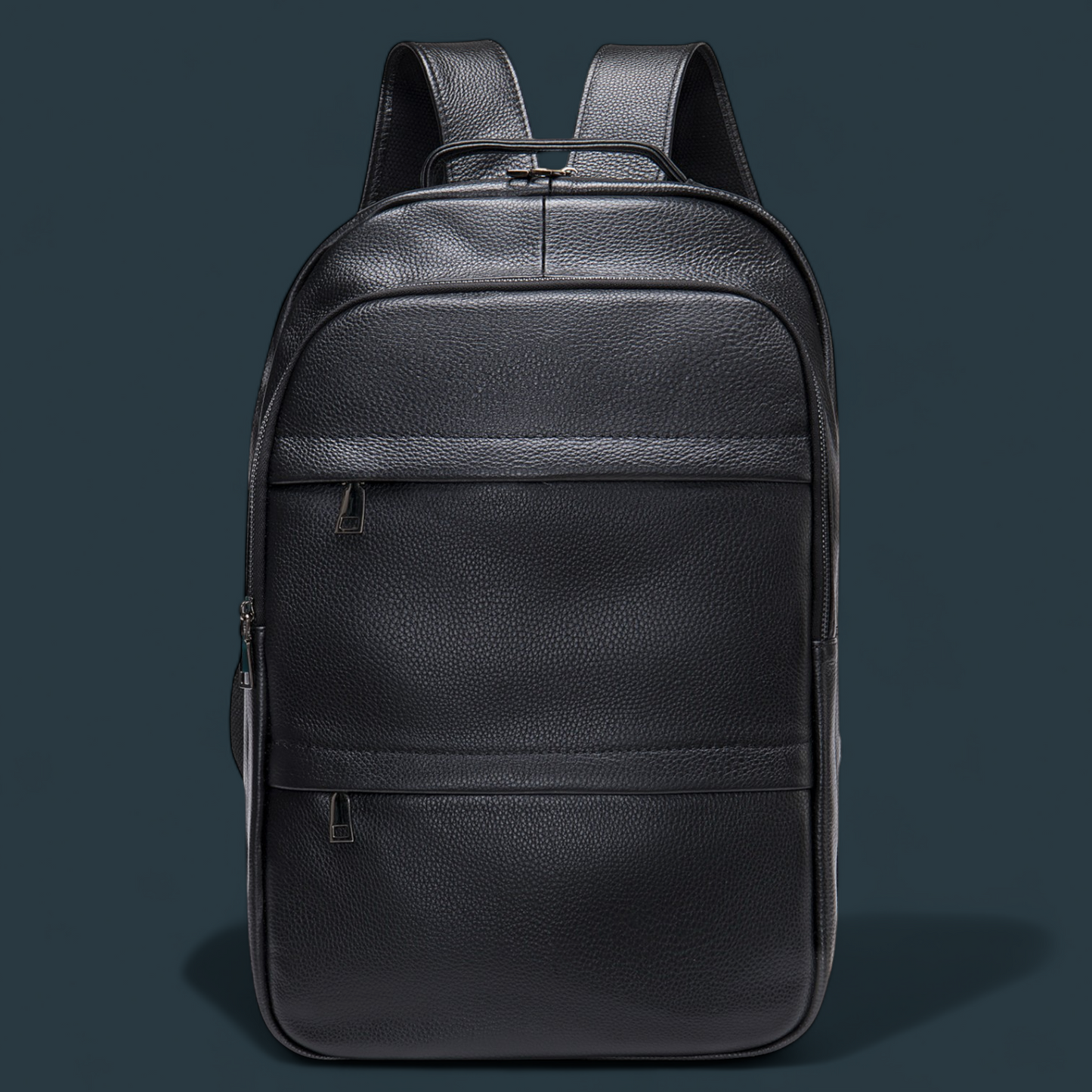 Geanta tip rucsac pentru barbati, Lucmark, piele naturala rezistenta, spatioasa, 42 x 30 x 16 cm, negru