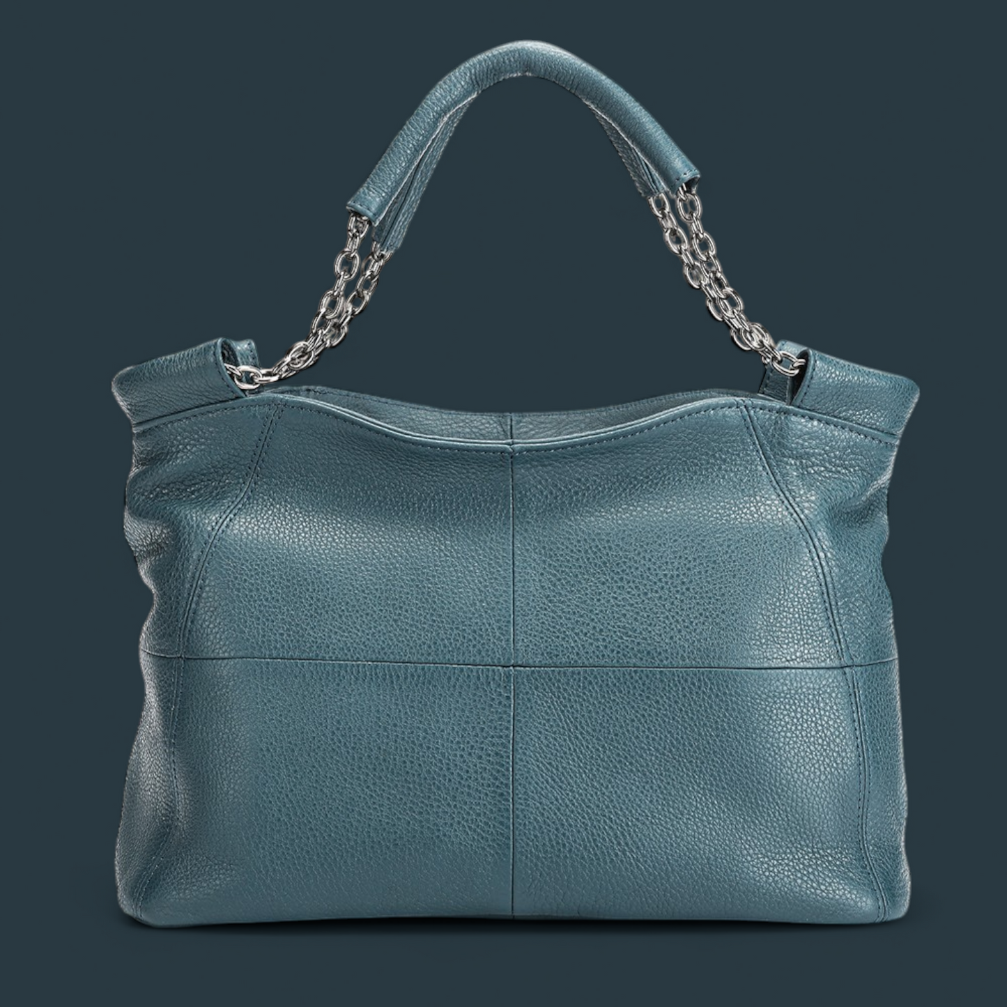 Geanta dama din piele naturala, Lucmark, curea de umar reglabila si detasabila, 30 x 13 x 22 cm, capacitate generoasa, albastru