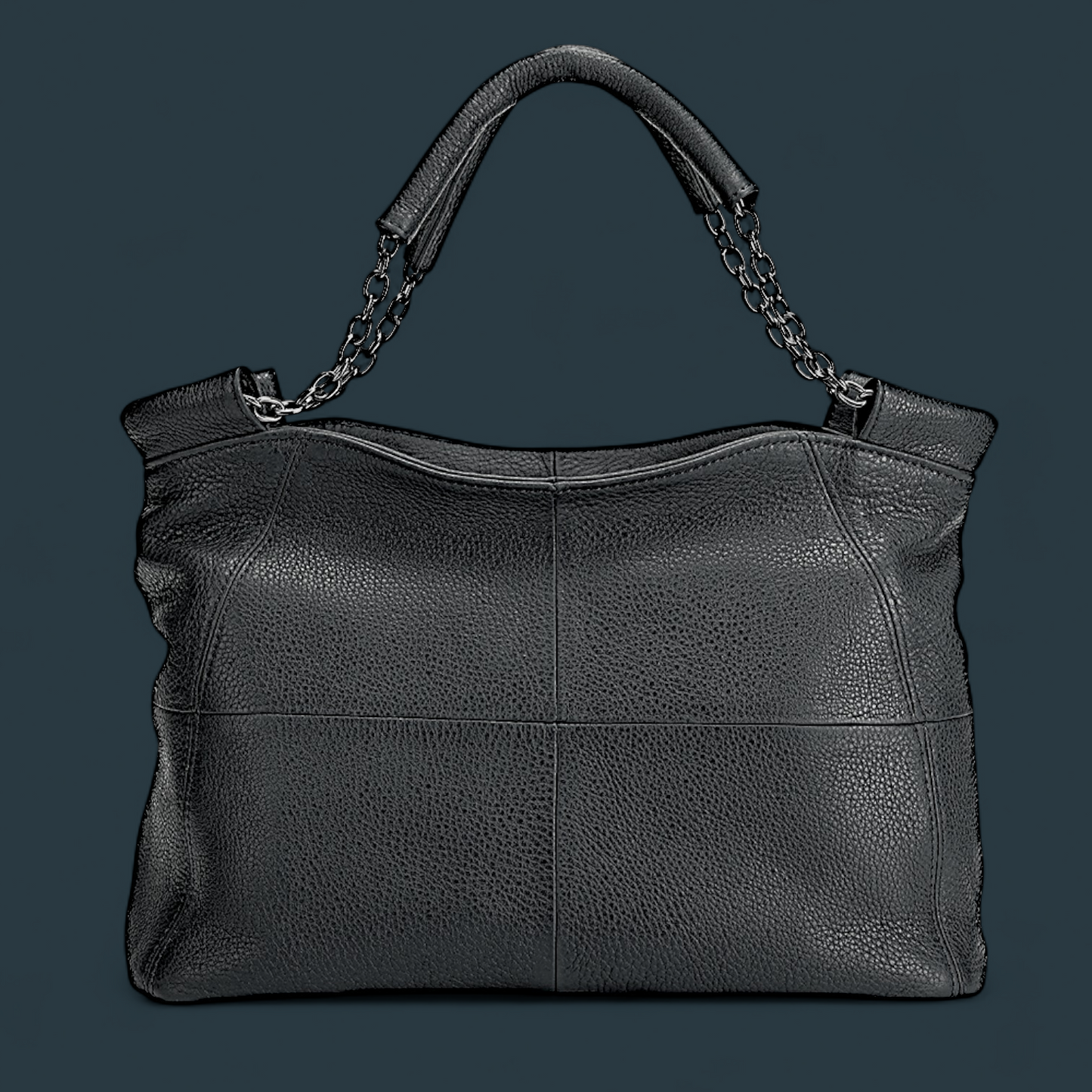 Geanta dama din piele naturala, Lucmark, curea de umar reglabila si detasabila, 30 x 13 x 22 cm, capacitate generoasa, negru