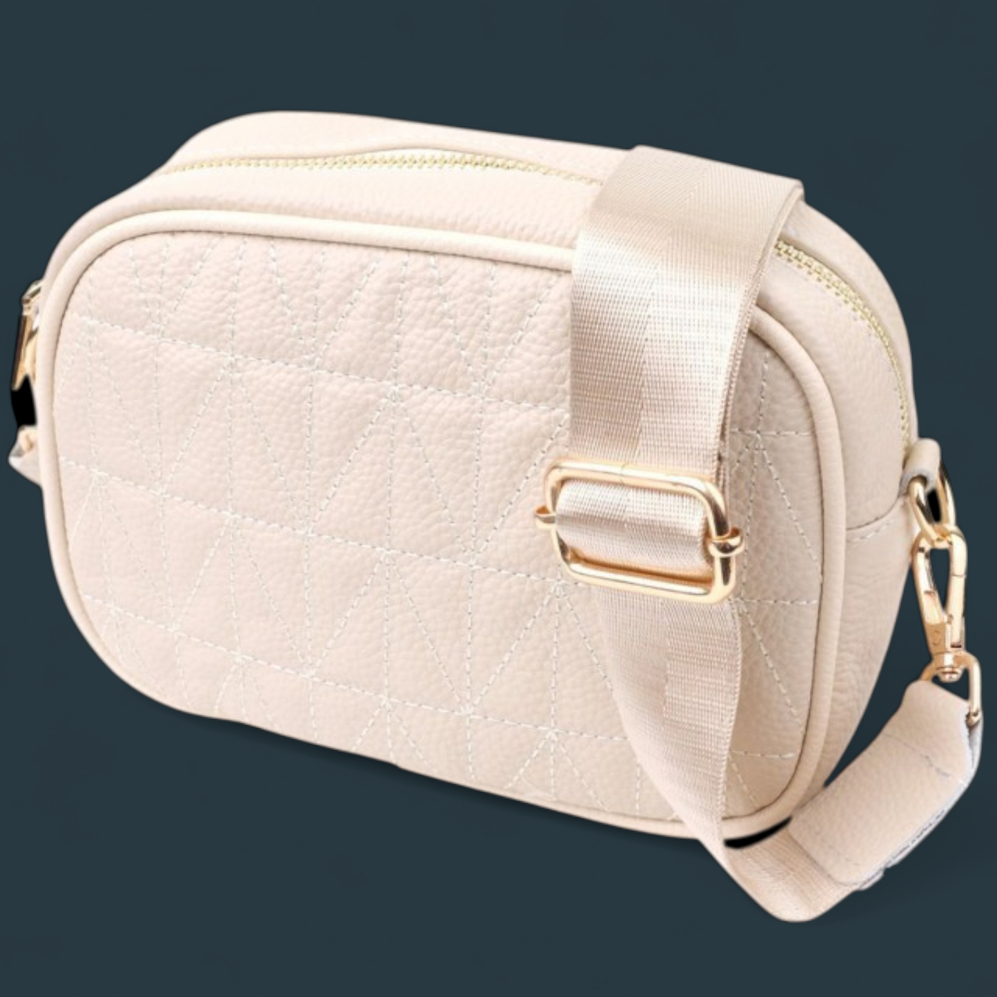 Geanta dama din piele naturala, Lucmark, practica, versatila, design modern, dimensiuni 20 x 7.5 x 14 cm, Crem