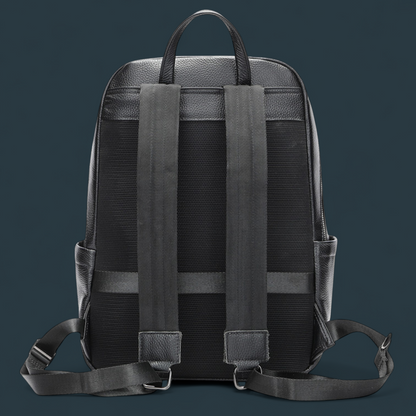 Rucsac multifunctional pentru barbati, Lucmark, piele naturala, 42×16×30 cm, compartimente multiple, compatibil cu troler, negru