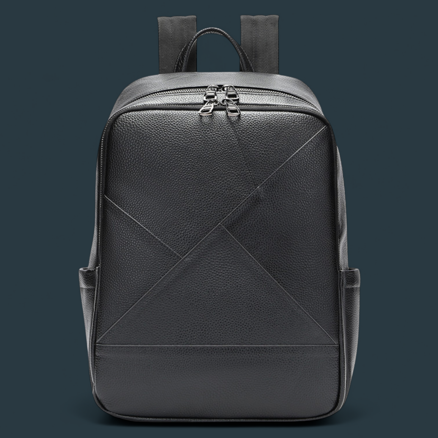 Rucsac multifunctional pentru barbati, Lucmark, piele naturala, 42×16×30 cm, compartimente multiple, compatibil cu troler, negru