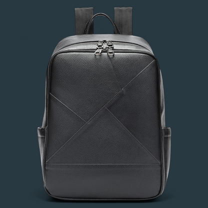 Rucsac multifunctional pentru barbati, Lucmark, piele naturala, 42×16×30 cm, compartimente multiple, compatibil cu troler, negru