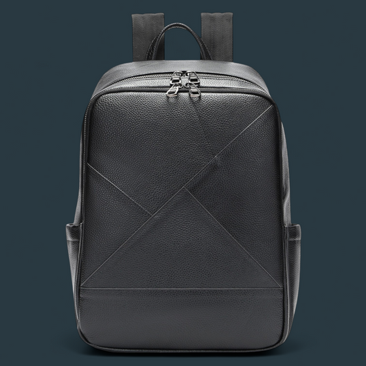 Rucsac multifunctional pentru barbati, Lucmark, piele naturala, 42×16×30 cm, compartimente multiple, compatibil cu troler, negru