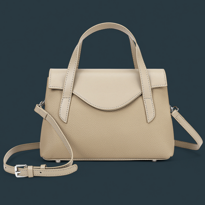 Geanta dama din piele naturala, Lucmark, compartimentare eficienta, design elegant, versatila, curele reglabile si detasabile, dimensiuni 25.5 x 11 x 17 cm, culoare – cafea cu lapte