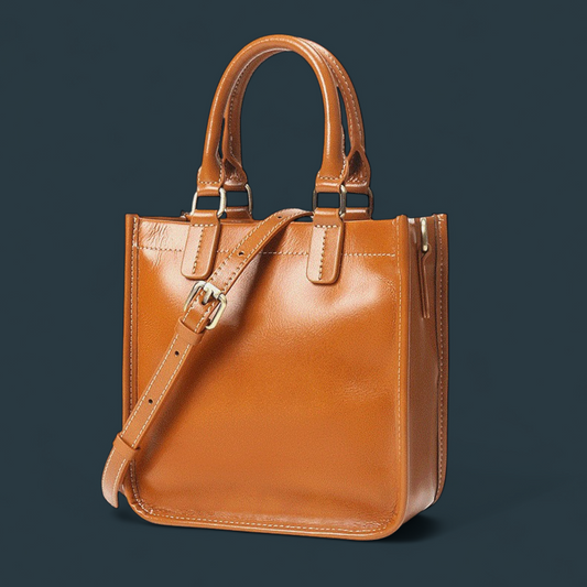 Geanta dama, Lucmark, piele naturala, curele reglabile si detasabile, dimensiuni 20 x 20 x 8 cm, design minimalist, versatila, Maro