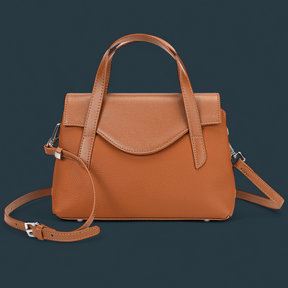 Geanta dama din piele naturala, Lucmark, compartimentare eficienta, design elegant, versatila, curele reglabile si detasabile, dimensiuni 25.5 x 11 x 17 cm, culoare – Maro