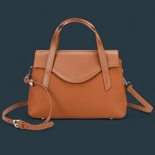 Geanta dama din piele naturala, Lucmark, compartimentare eficienta, design elegant, versatila, curele reglabile si detasabile, dimensiuni 25.5 x 11 x 17 cm, culoare – Maro