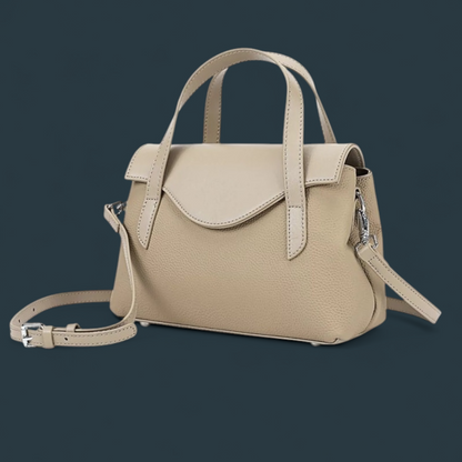 Geanta dama din piele naturala, Lucmark, compartimentare eficienta, design elegant, versatila, curele reglabile si detasabile, dimensiuni 25.5 x 11 x 17 cm, culoare – cafea cu lapte