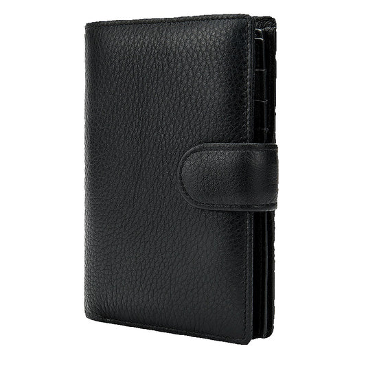 Portofel barbati, Lucmark, piele naturala, 14x10x1.5 cm, Negru