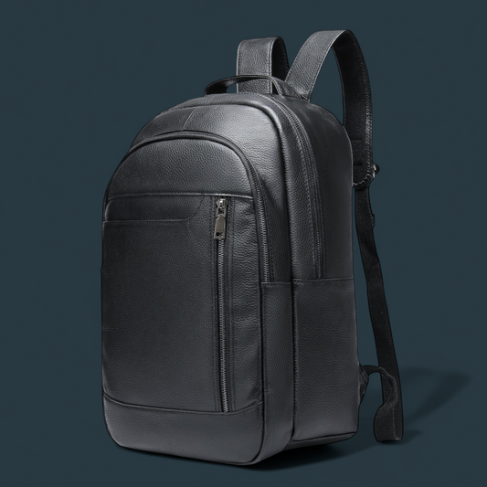 Rucsac premium pentru barbati, Lucmark, piele naturala, multifunctional, 42 × 15 × 30 cm, negru