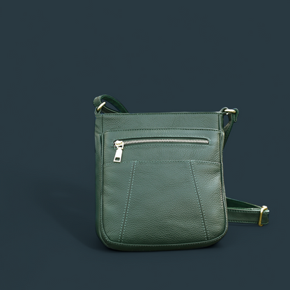 Geanta de umar Lucmark, piele naturala, curea ajustabila, verde, 23x21x10cm