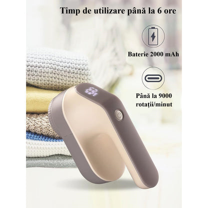 Aparat electric pentru indepartarea scamelor, Lucmark, Acumulator, Portabil, 9000 rpm, Sampanie