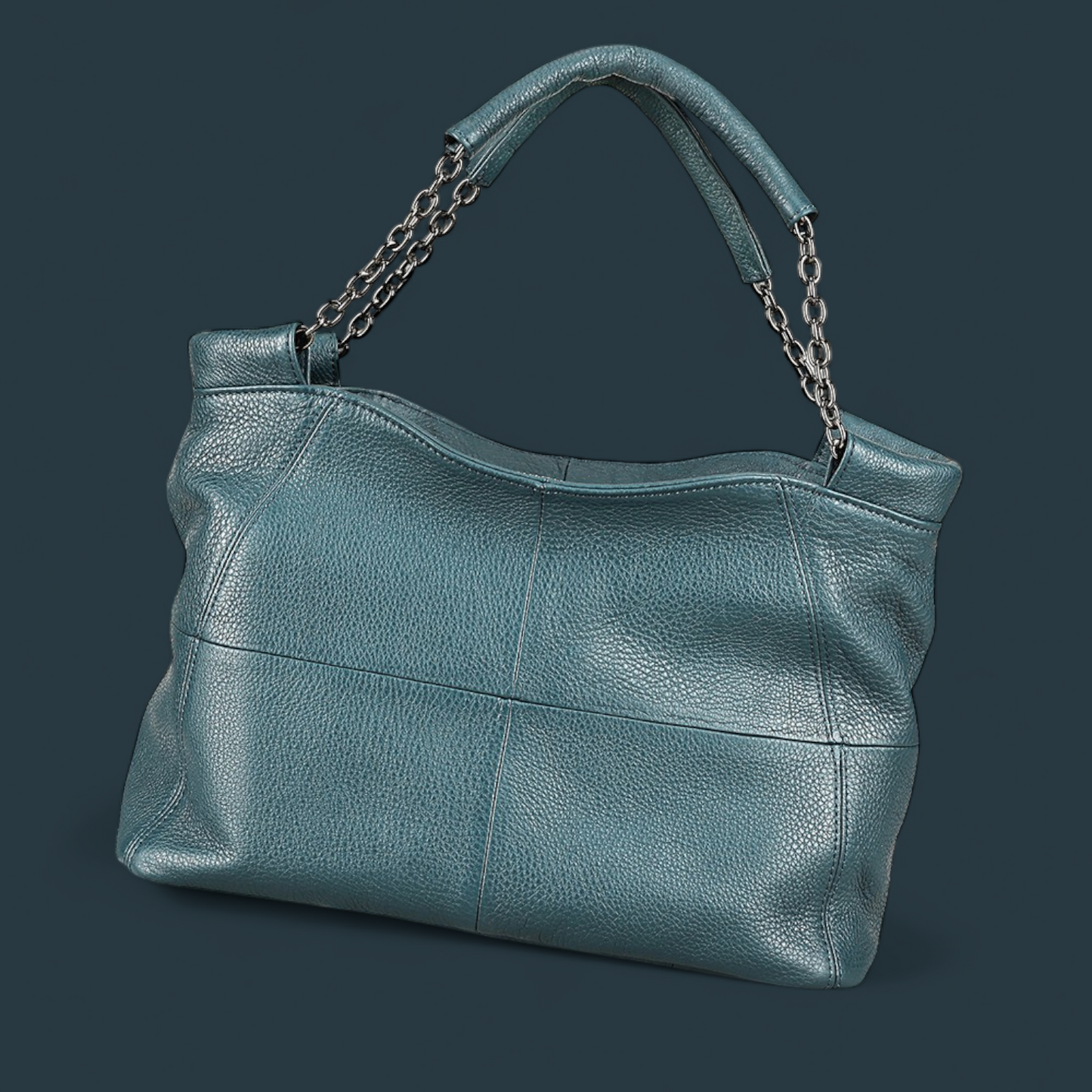 Geanta dama din piele naturala, Lucmark, curea de umar reglabila si detasabila, 30 x 13 x 22 cm, capacitate generoasa, albastru