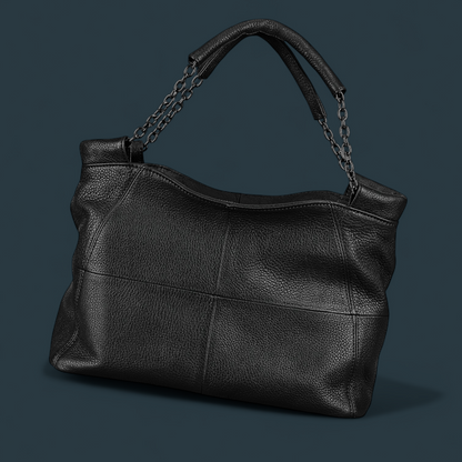 Geanta dama din piele naturala, Lucmark, curea de umar reglabila si detasabila, 30 x 13 x 22 cm, capacitate generoasa, negru