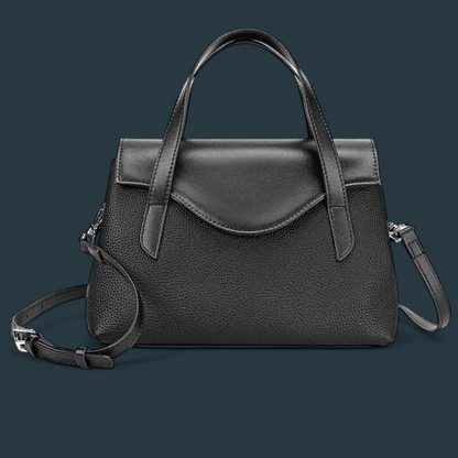 Geanta dama din piele naturala, Lucmark, compartimentare eficienta, design elegant, versatila, curele reglabile si detasabile, dimensiuni 25.5 x 11 x 17 cm, culoare – Negru