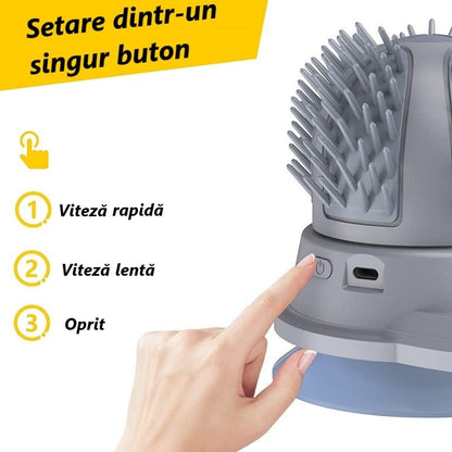 Perie electrica pentru pisici, Lucmark, 2 viteze pentru masaj, Autocuratare, Jucarie interactiva, Lumini LED, Catnip 7g, Gri