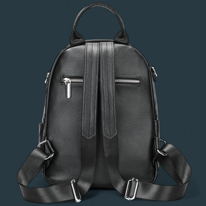 Geanta dama tip rucsac, Lucmark, piele naturala, curea de umar detasabila, Negru