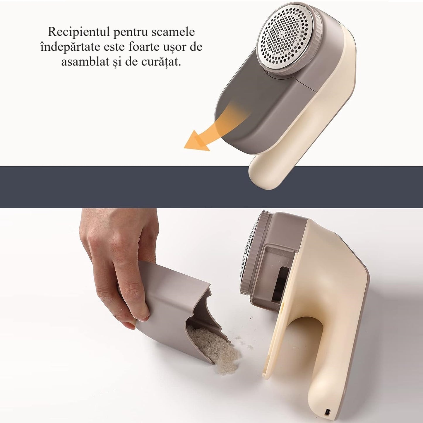 Aparat electric pentru indepartarea scamelor, Lucmark, Acumulator, Portabil, 9000 rpm, Sampanie