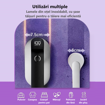 Aparat electric pentru indepartarea scamelor, Lucmark, Acumulator, Portabil, 9000 rpm, Alb-negru