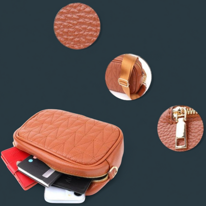 Geanta dama din piele naturala, Lucmark, practica, versatila, design modern, dimensiuni 20 x 7.5 x 14 cm, maro