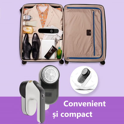 Aparat electric pentru indepartarea scamelor, Lucmark, Acumulator, Portabil, 9000 rpm, Alb-negru