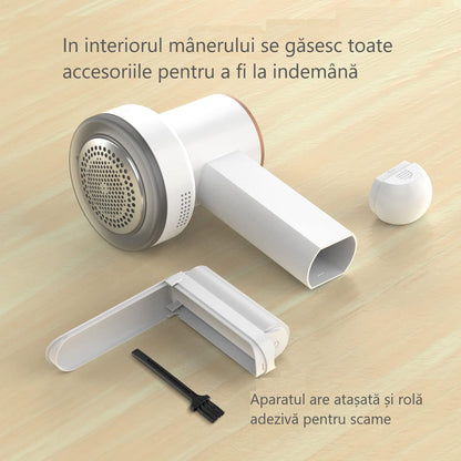 Aparat electric pentru indepartarea scamelor, Lucmark, Model M2, Acumulator, Portabil, Baterie 2000 mAh, Functionare 2-6 ore, Alb