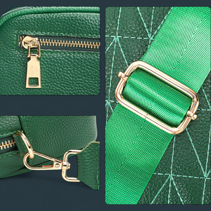 Geanta dama din piele naturala, Lucmark, practica, versatila, design modern, dimensiuni 20 x 7.5 x 14 cm, verde