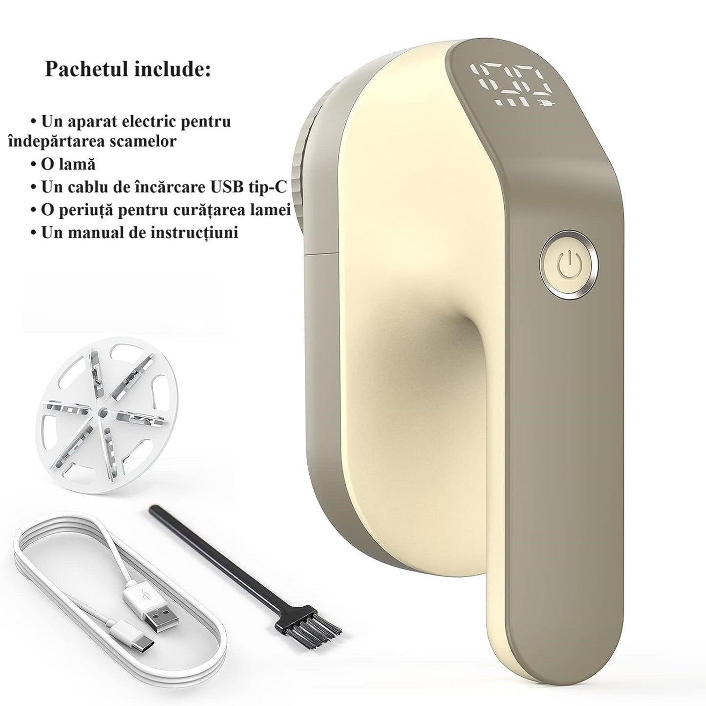 Aparat electric pentru indepartarea scamelor, Lucmark, Acumulator, Portabil, 9000 rpm, Sampanie