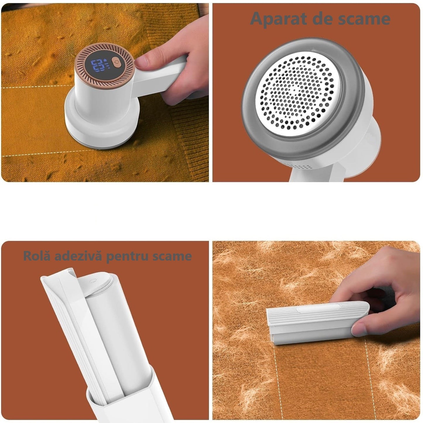 Aparat electric pentru indepartarea scamelor, Lucmark, Model M2, Acumulator, Portabil, Baterie 2000 mAh, Functionare 2-6 ore, Alb