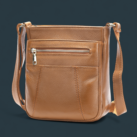 Geanta de umar din piele naturala Lucmark, maro, practica si eleganta, 23 x 21 x 10 cm, ideala pentru fiecare zi