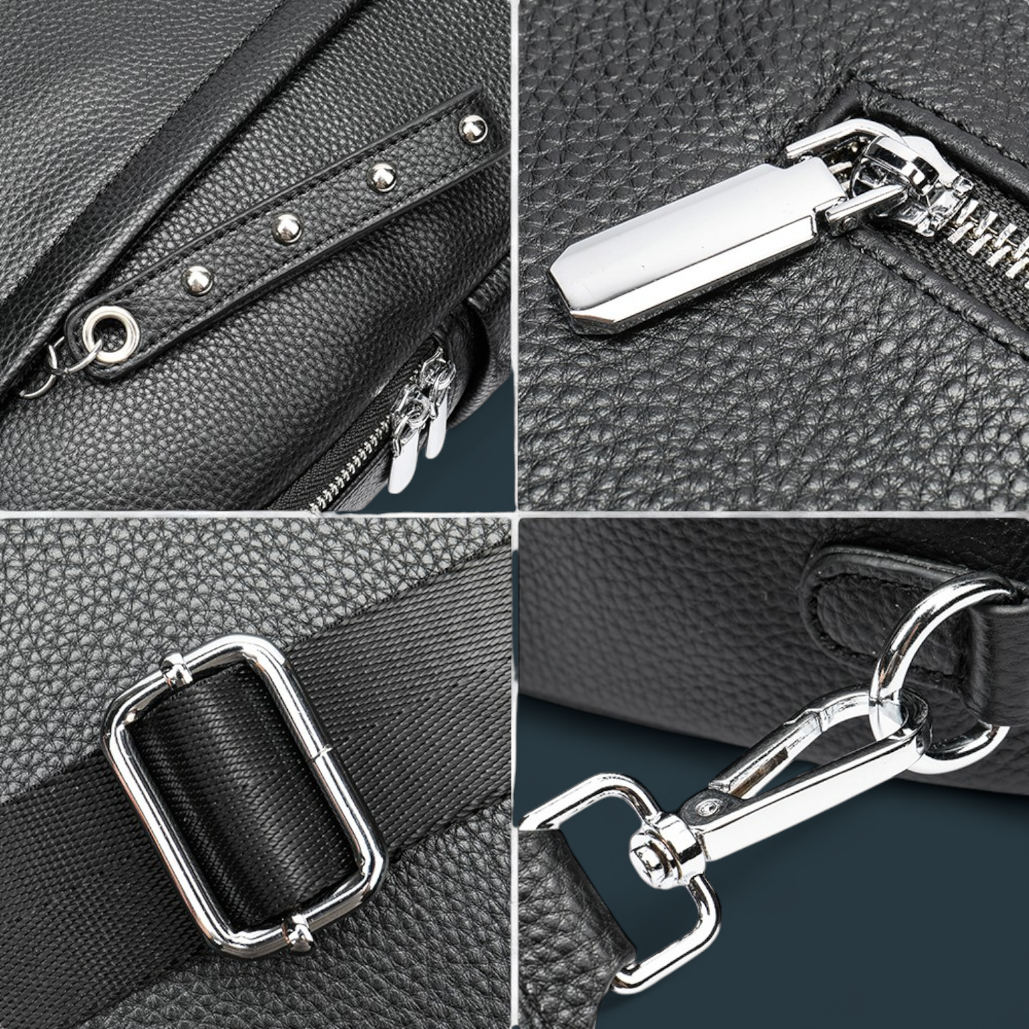 Geanta dama tip rucsac, Lucmark, piele naturala, curea de umar detasabila, Negru