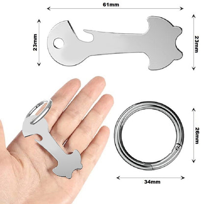 Breloc cu functie de deblocare cos de cumparaturi, Lucmark, desfacator de capace, otel inoxidabil, Argintiu