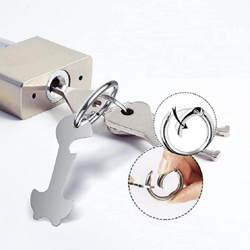 Breloc cu functie de deblocare cos de cumparaturi, Lucmark, desfacator de capace, otel inoxidabil, Argintiu