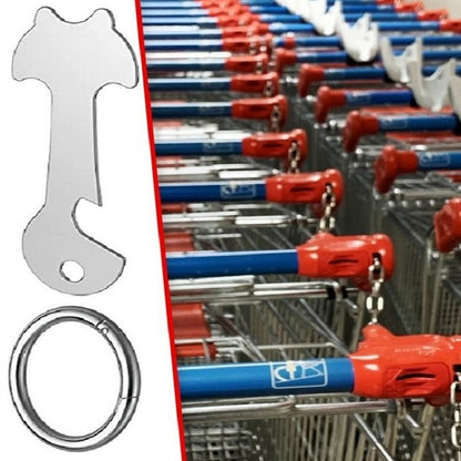 Breloc cu functie de deblocare cos de cumparaturi, Lucmark, desfacator de capace, otel inoxidabil, Argintiu