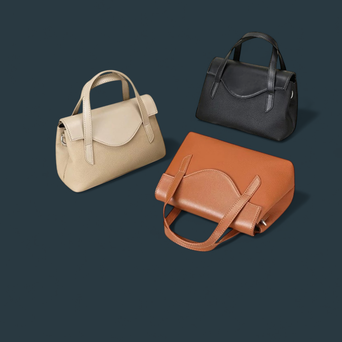 Geanta dama din piele naturala, Lucmark, compartimentare eficienta, design elegant, versatila, curele reglabile si detasabile, dimensiuni 25.5 x 11 x 17 cm, culoare – cafea cu lapte