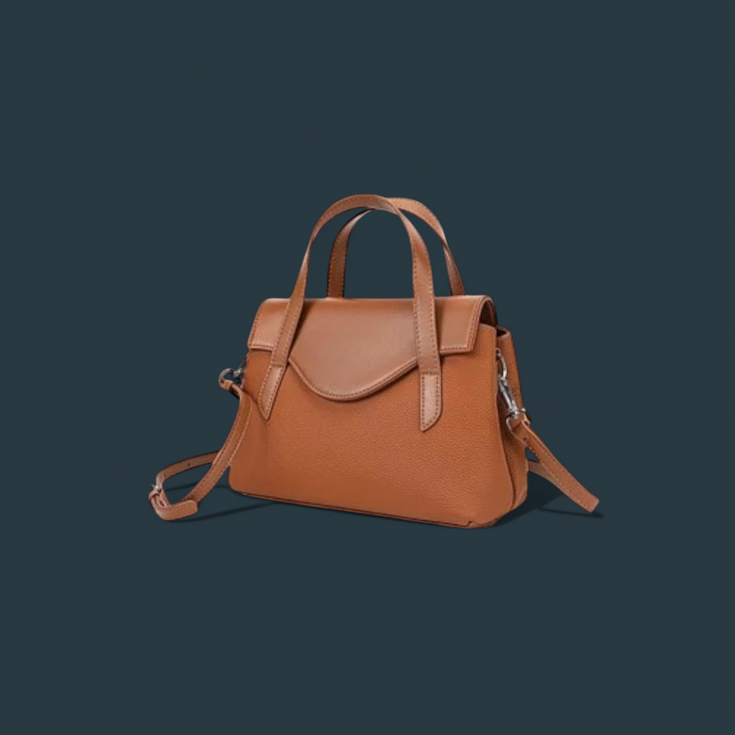 Geanta dama din piele naturala, Lucmark, compartimentare eficienta, design elegant, versatila, curele reglabile si detasabile, dimensiuni 25.5 x 11 x 17 cm, culoare – Maro