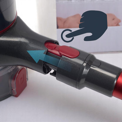 Aspirator vertical cu fir, 900W, fara sac, capacitate 0.7L, raza de actiune 6m, filtru HEPA, rosu