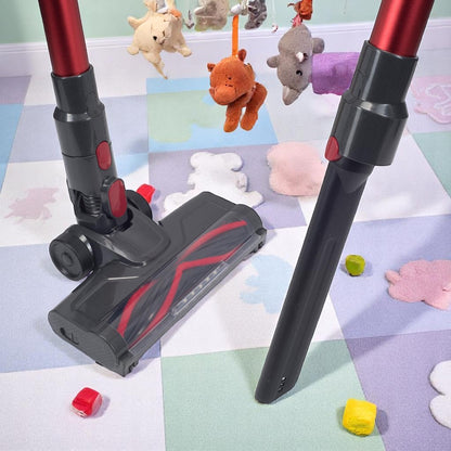 Aspirator vertical cu fir, 900W, fara sac, capacitate 0.7L, raza de actiune 6m, filtru HEPA, rosu