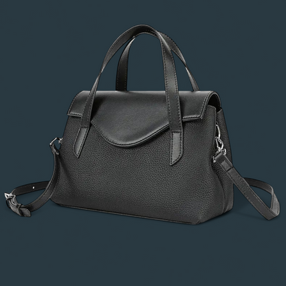 Geanta dama din piele naturala, Lucmark, compartimentare eficienta, design elegant, versatila, curele reglabile si detasabile, dimensiuni 25.5 x 11 x 17 cm, culoare – Negru