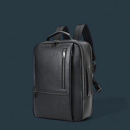 Rucsac multifunctional pentru barbati, Lucmark, piele naturala, 42×15×31 cm, compatibil cu troler, compartimente multiple, design premium, negru