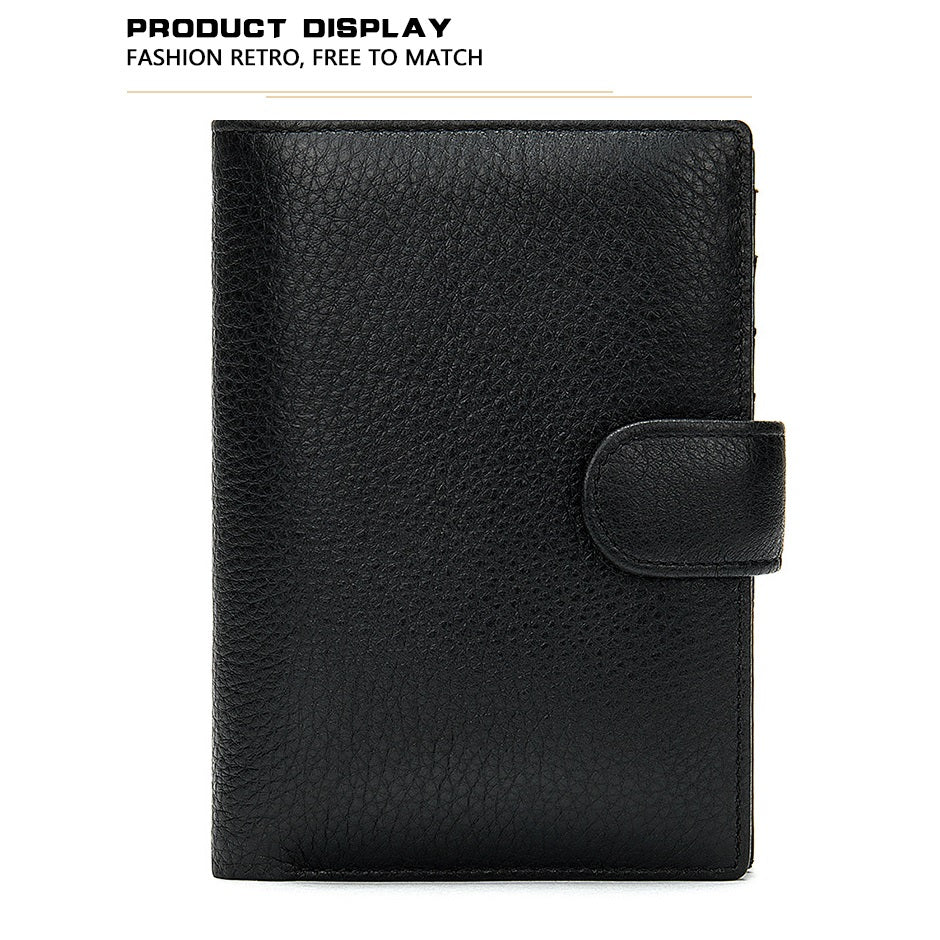 Portofel barbati, Lucmark, piele naturala, 14x10x1.5 cm, Negru