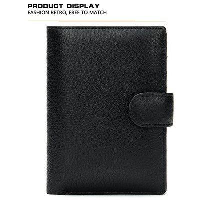 Portofel barbati, Lucmark, piele naturala, 14x10x1.5 cm, Negru