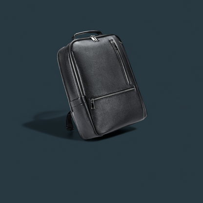 Rucsac multifunctional pentru barbati, Lucmark, piele naturala, 42×15×31 cm, compatibil cu troler, compartimente multiple, design premium, negru