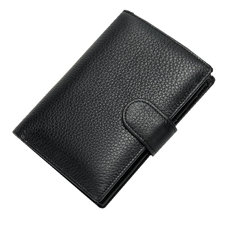 Portofel barbati, Lucmark, piele naturala, 14x10x1.5 cm, Negru