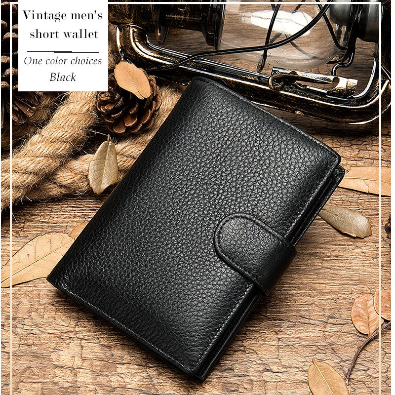 Portofel barbati, Lucmark, piele naturala, 14x10x1.5 cm, Negru