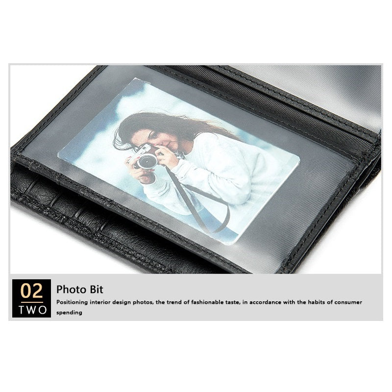 Portofel barbati, Lucmark, piele naturala, 14x10x1.5 cm, Negru