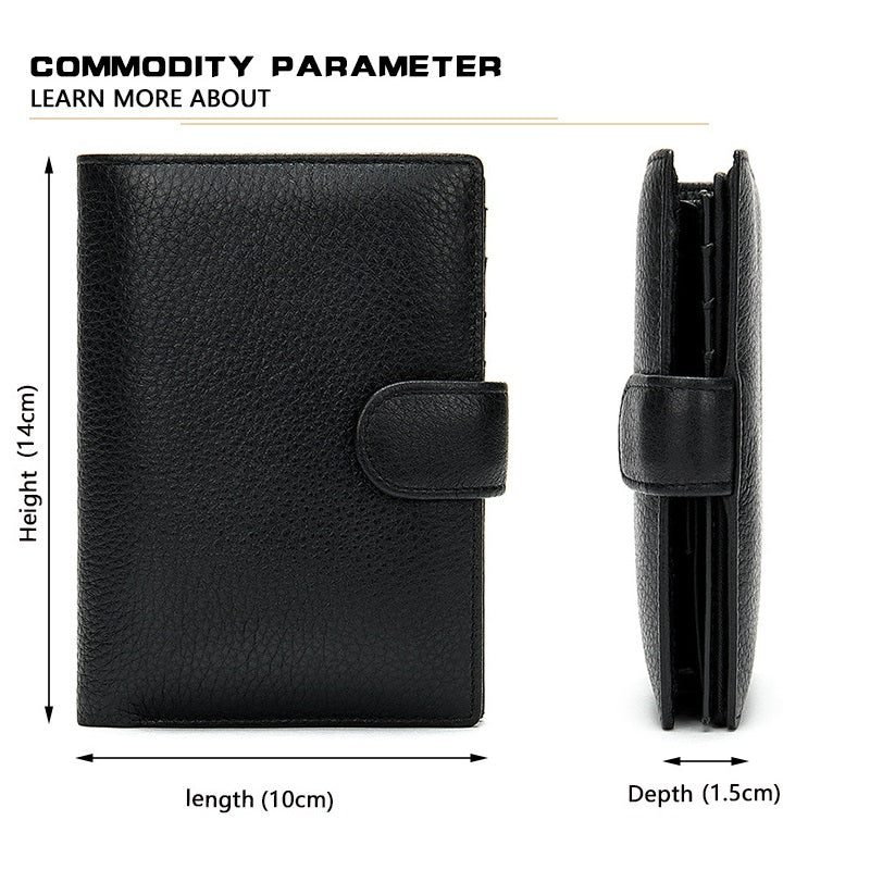 Portofel barbati, Lucmark, piele naturala, 14x10x1.5 cm, Negru